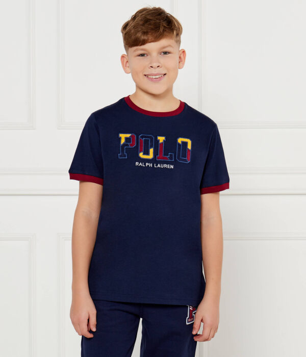 

Футболка детская Polo Ralph Lauren с логотипом бренда и окантовкой, синий