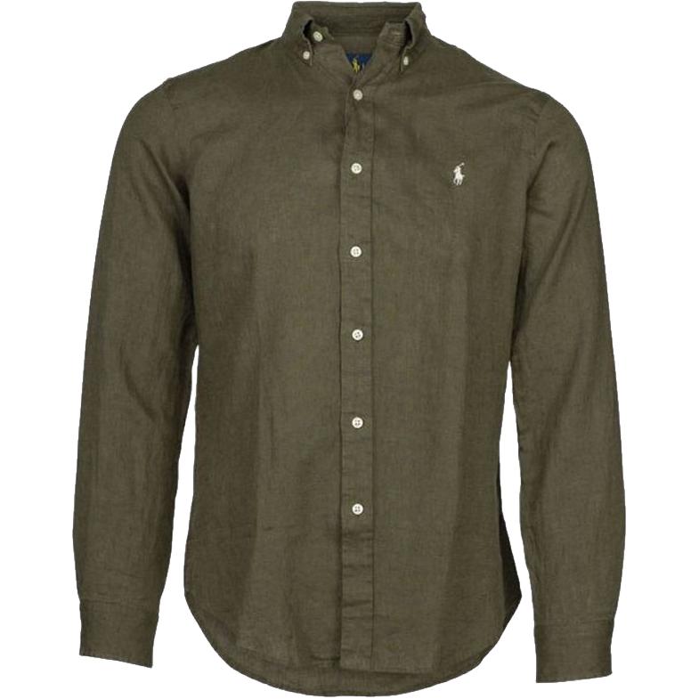 Мужская рубашка FW25 Polo Ralph Lauren, оливковый зеленый