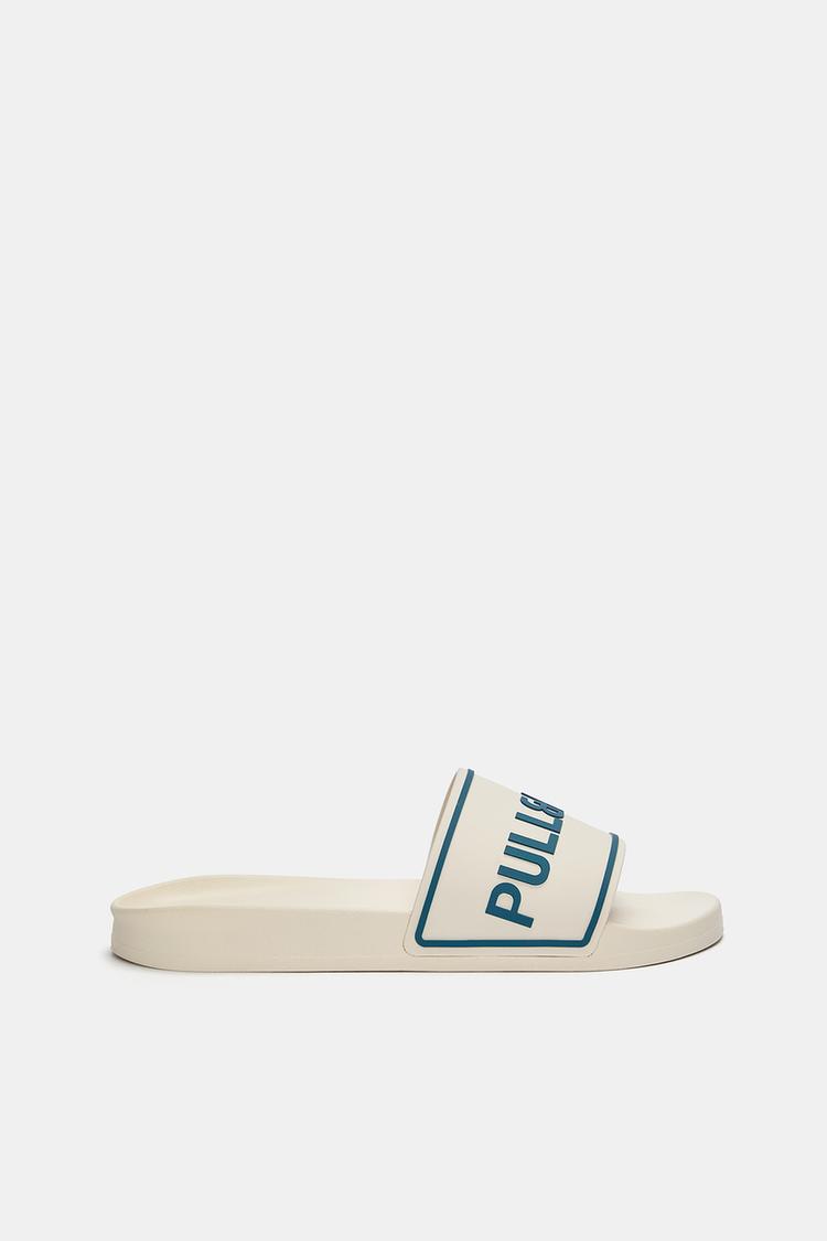 

Прорезиненные пляжные сандалии Pull And Bear, экрю
