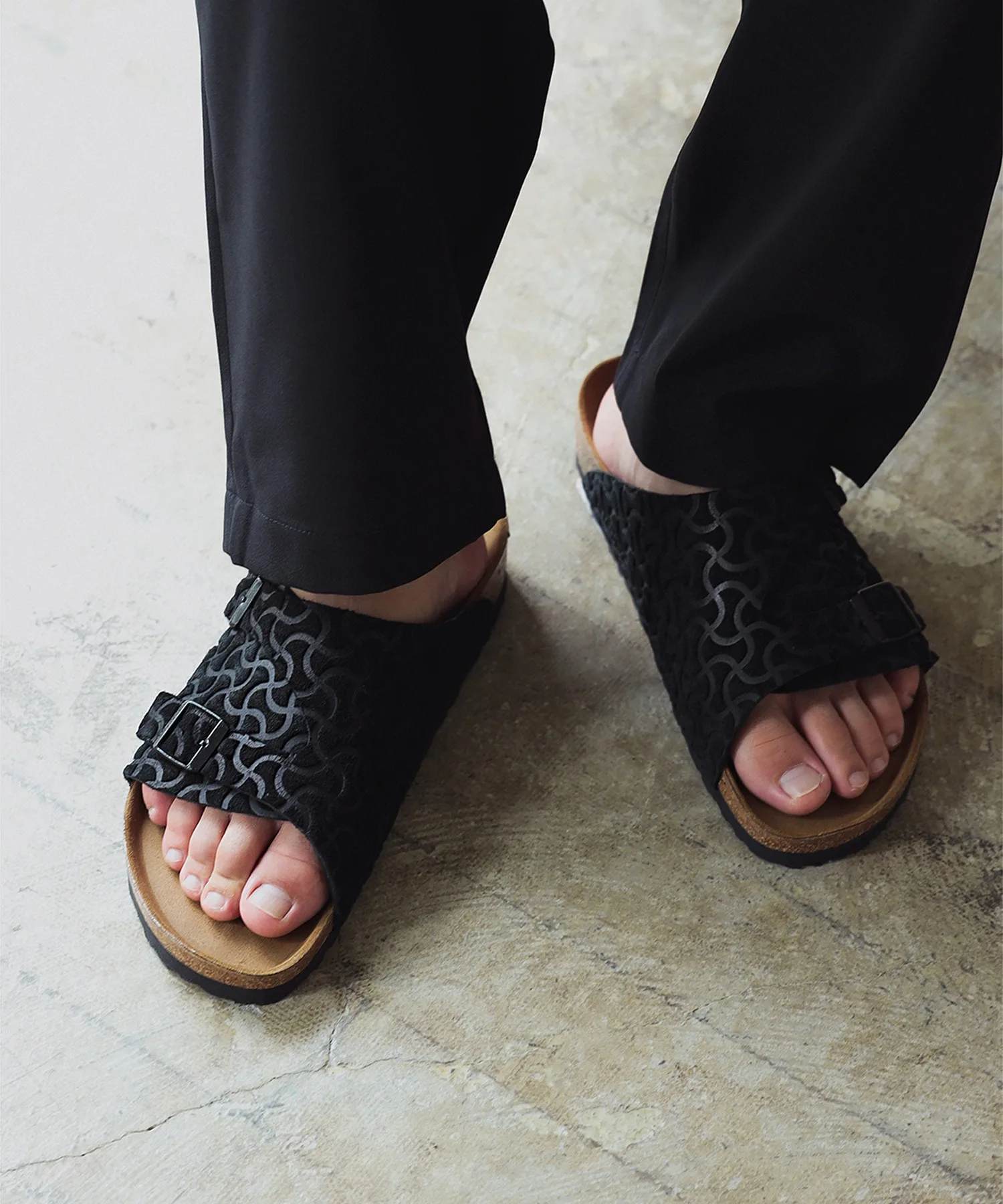 Мужские сандалии с костяным узором Zurich BIRKENSTOCK чёрные