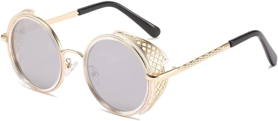 

Винтажные солнцезащитные очки в стиле стимпанк для женщин, круглые, мужские солнцезащитные очки с металлической резьбой, мужские солнцезащитные очки UV400 LANGSER, C6gold Silver