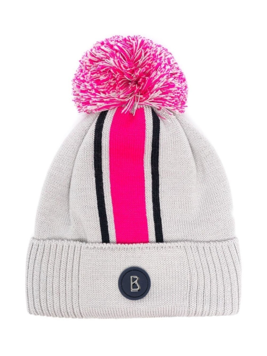 

Bogner Kids шапка бини в рубчик с помпоном, серый