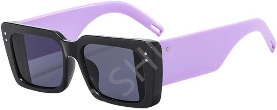 

Солнцезащитные очки прямоугольной формы 2027 года для женщин, ретро-очки для мужчин, двухцветные солнцезащитные очки с защитой от УФ-излучения UV400 MTZJH, C3 Black Purple