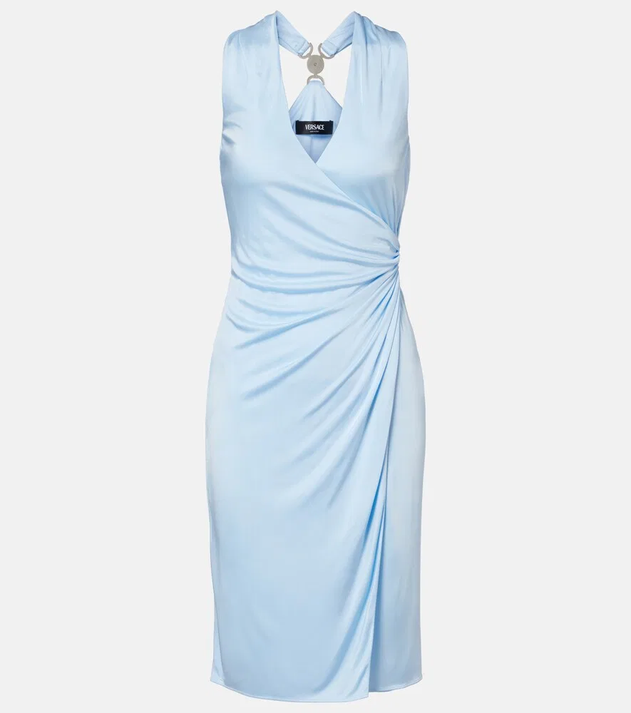 Мини-платье Medusa '95 со сборками из джерси Versace, синий