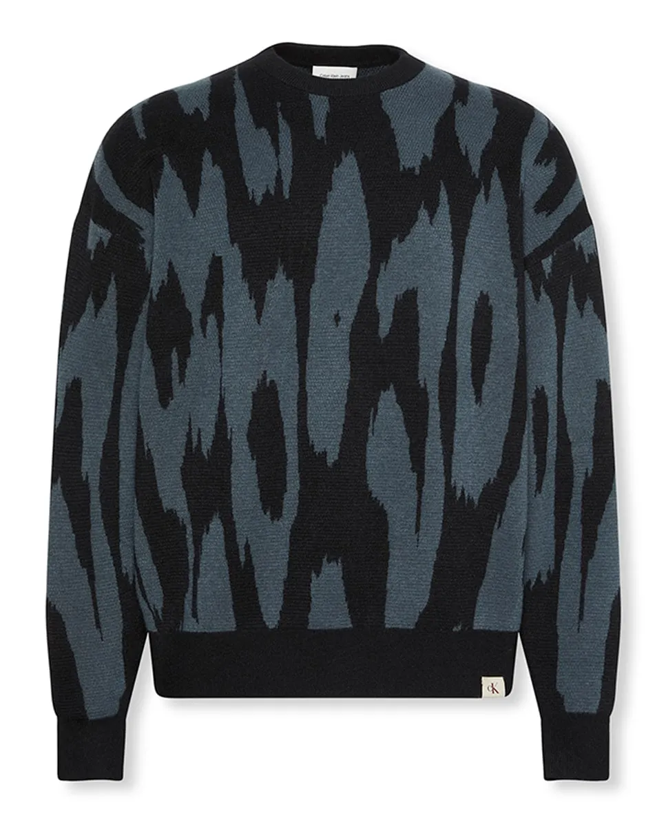 

Мужской свитер с жаккардовым узором Calvin Klein Jeans, темно-синий