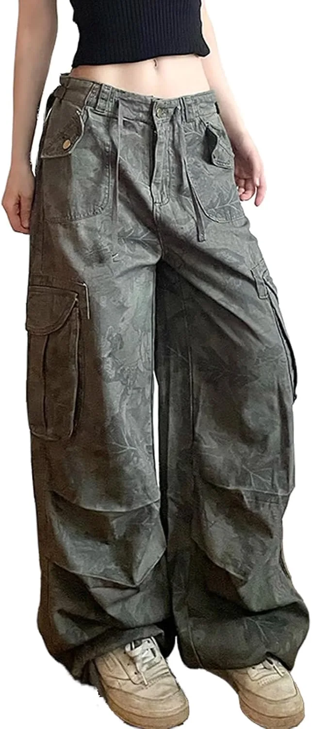 

Женские джинсы камуфляж high rise baggy с карманами HBER