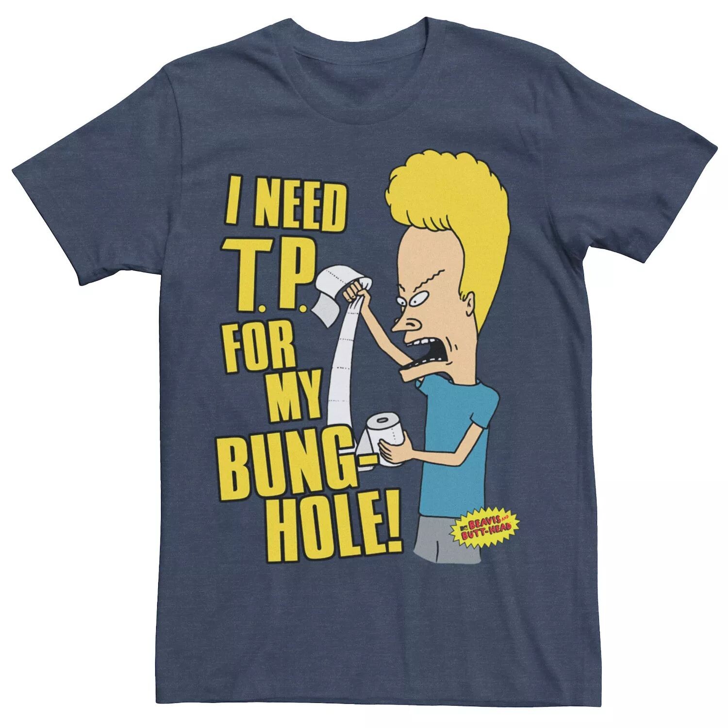 

Мужская футболка Beavis & Butthead I Need TP с юмористической надписью Licensed Character