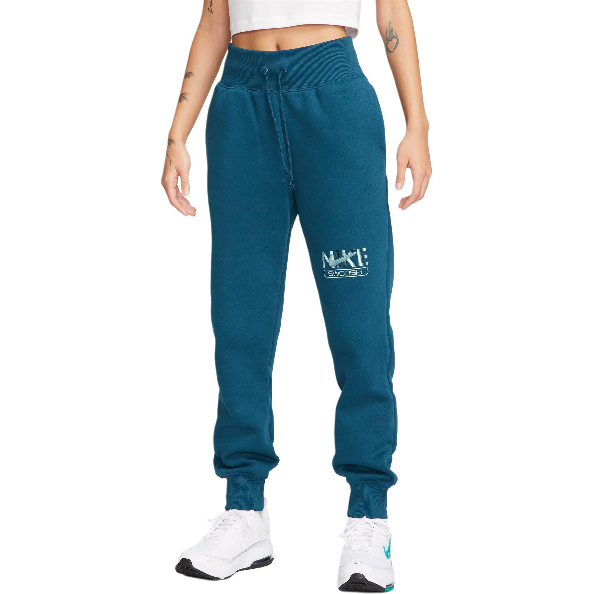 Спортивные штаны Swoosh Casual женские льняные синие/мятно-зеленые Nike, фиолетово-синие/мятно-зеленые — фото 2