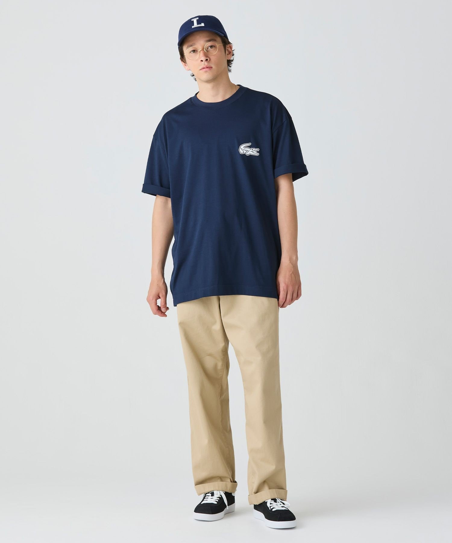 Футболка LACOSTE с увеличенным принтом на спине, Navy