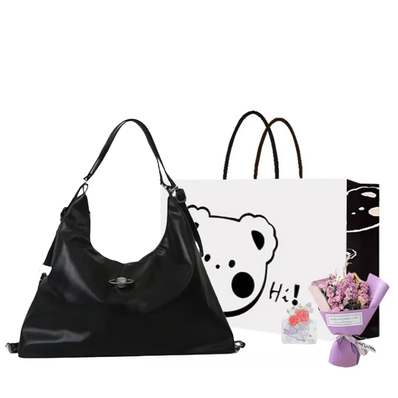 

NX DOUGHNUT Женский рюкзак белый серебристый черный хаки, Black+Exclusive Shopping Bag+Greeting Card+Dried Flower