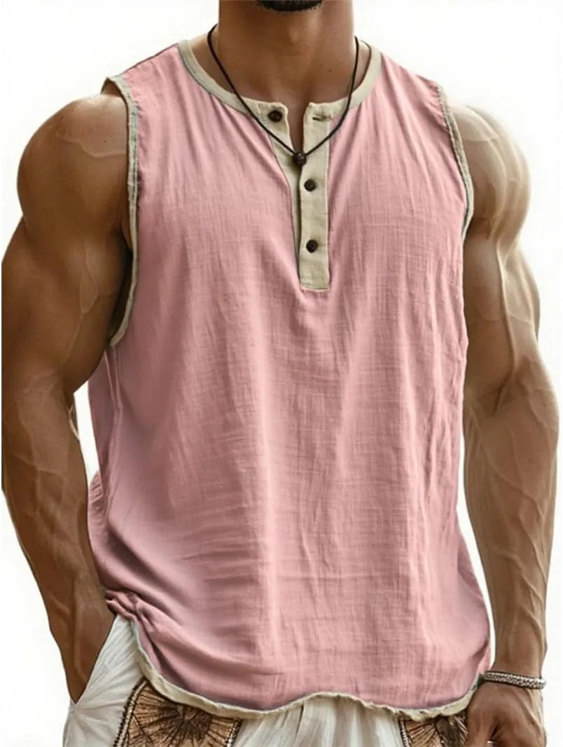

Мужская майка для тренировок Linen Tee с пуговицей YJHXRHDSYJ