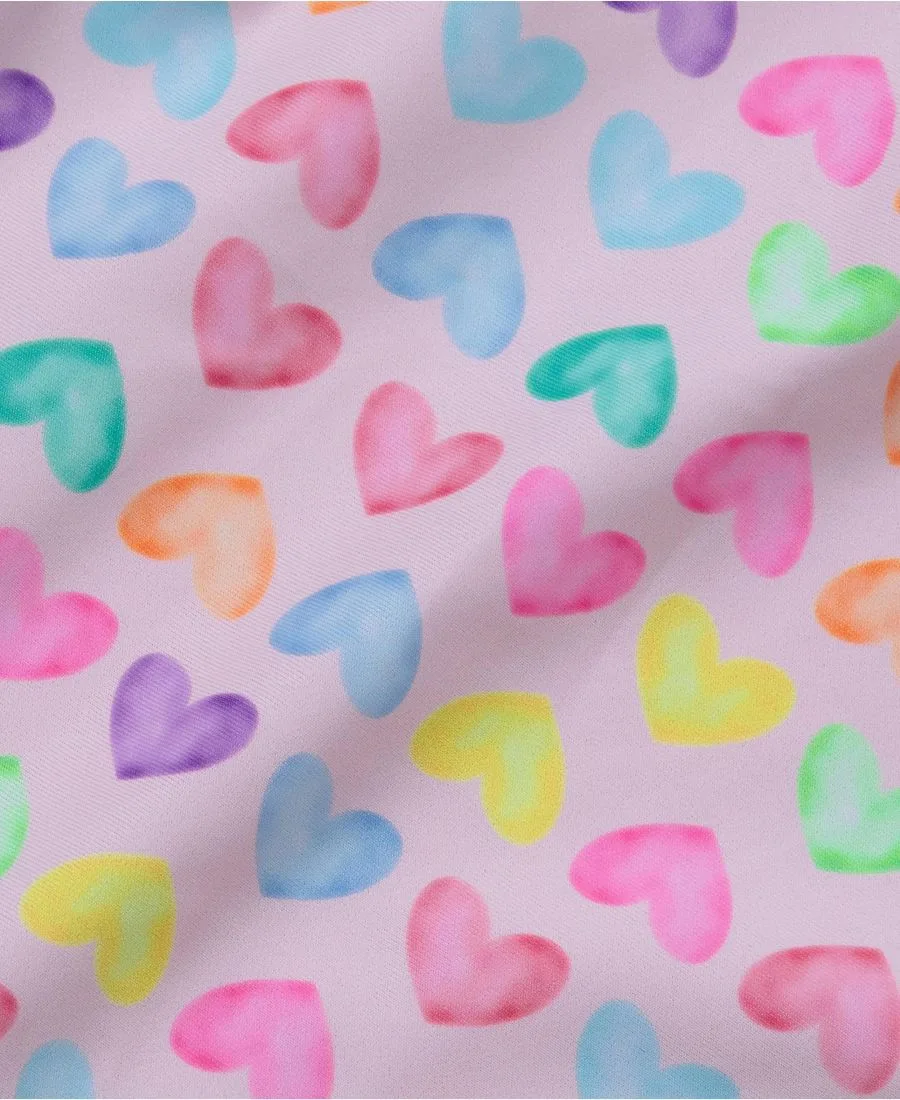 Детский цельный купальник, устойчивый к хлору Lands' End, watercolor hearts/розовый — фото 2