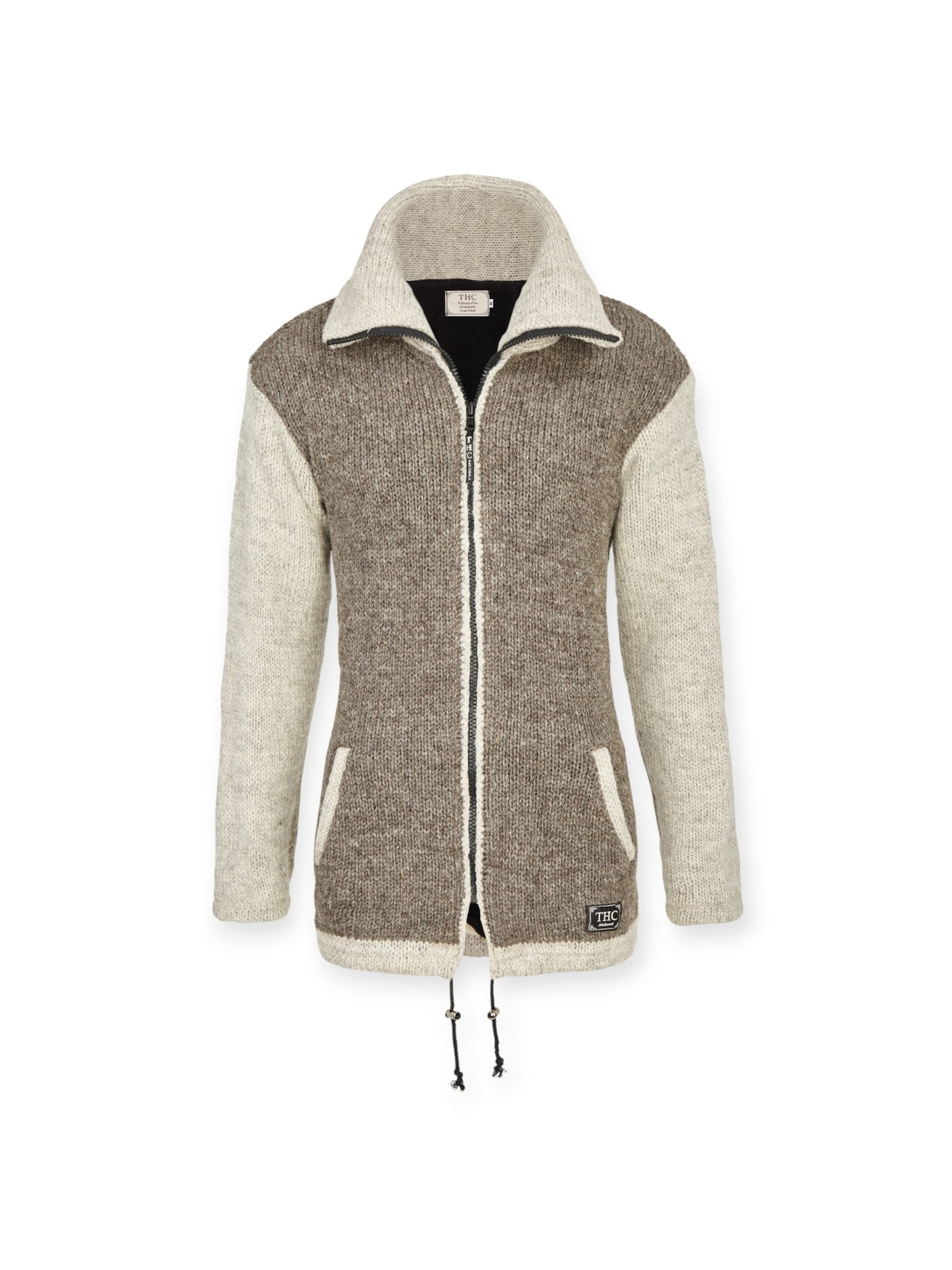 

THC Natural Line Вязаное пальто '902' в крапчатом бежевом