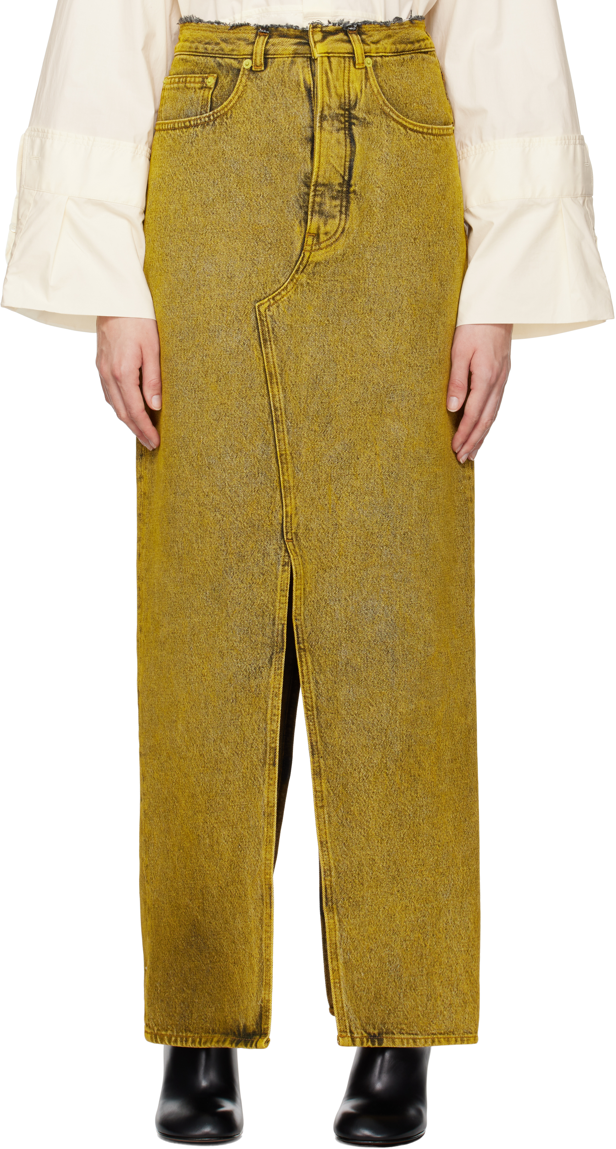 

Длинная джинсовая юбка макси MM6 Maison Margiela, желтый