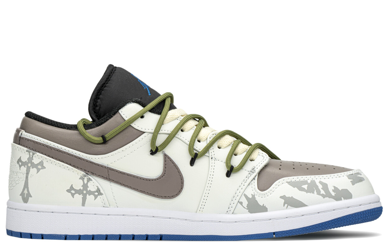 Кроссовки Air Jordan 1 Vintage Basketball Shoes Men Low-top White/brown/beige, коричневый — фото 3