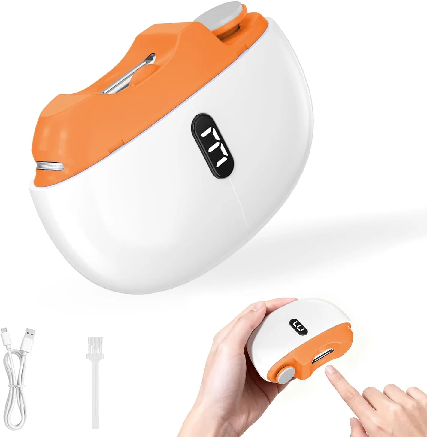 Электрическая пилка-триммер для ногтей 3-в-1 с LED-подсветкой Yoytrf, Orange