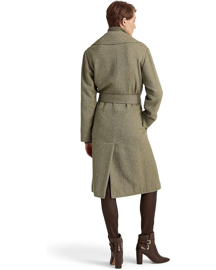 

Пальто LAUREN Ralph Lauren Wool Tweed Wrap Coat, цвет Light Truffle/Blue Multi