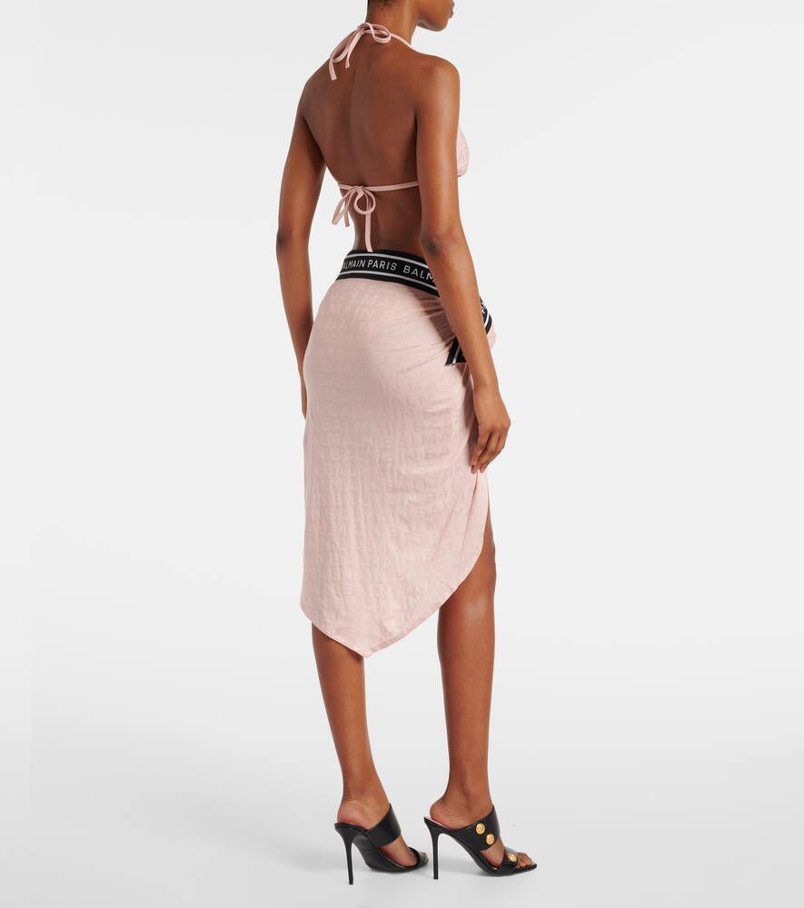 Вязаный пляжный топ из хлопковой смеси Balmain, Light Pink — фото 3