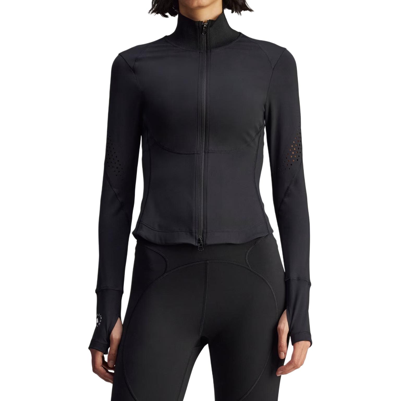 Adidas Стеганая куртка на молнии с лазерной резкой от Stella McCartney, Black — фото 3