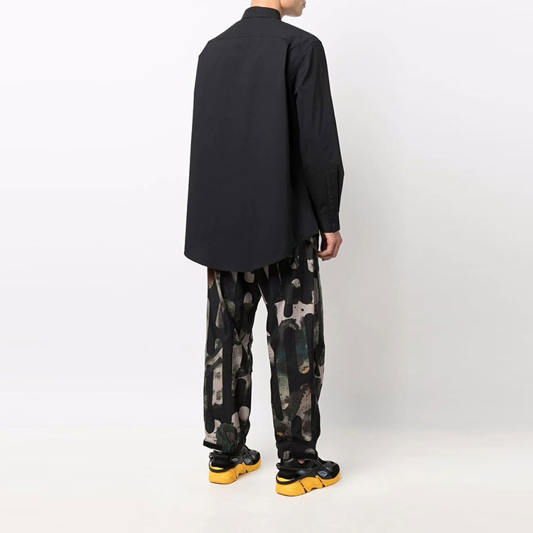 Y-3 Мужская черная рубашка Y 3 Shirts с острым воротником средней высоты — фото 4