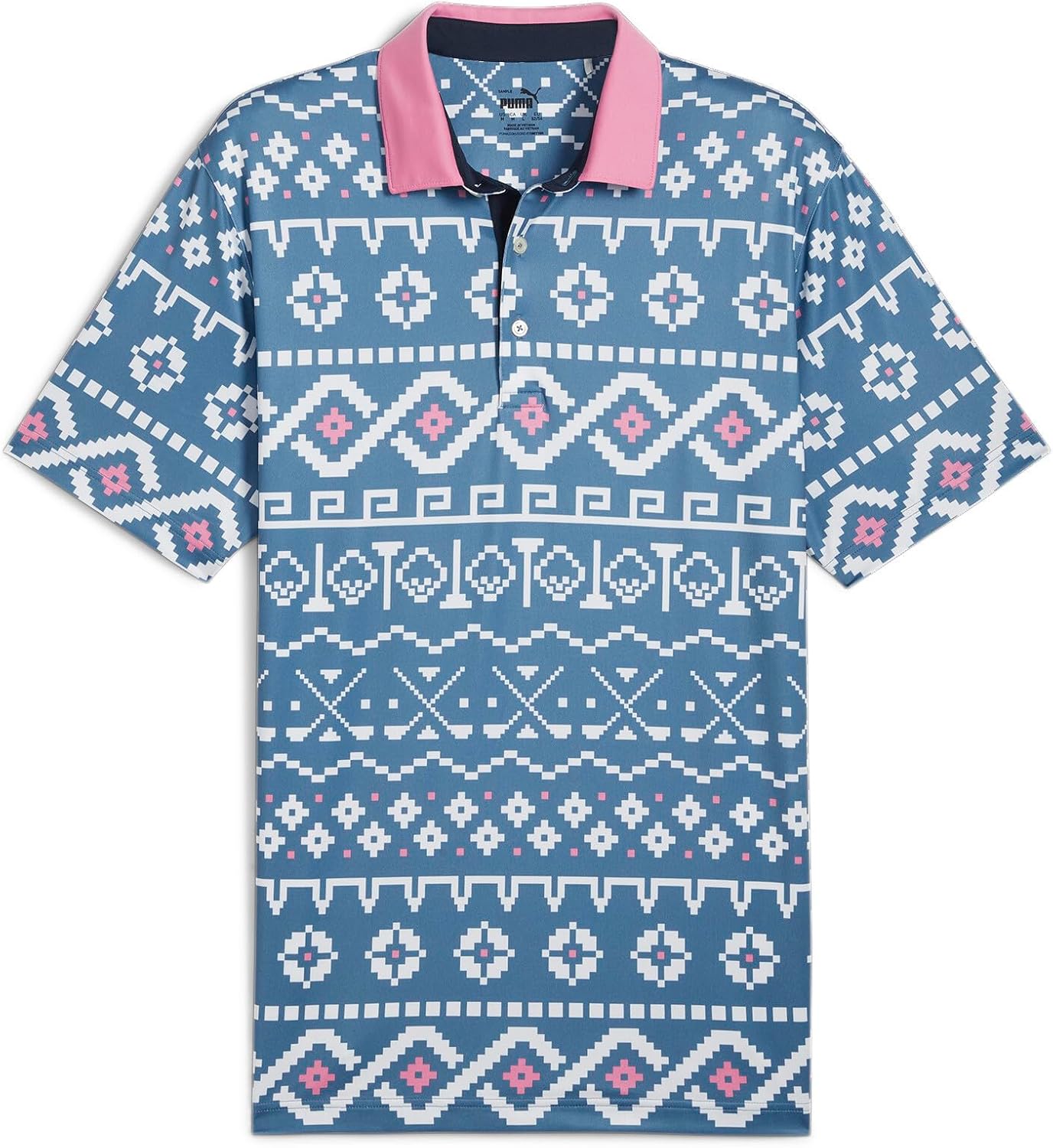 

Поло Puma Golf с принтом Fair Isle, белый/синий