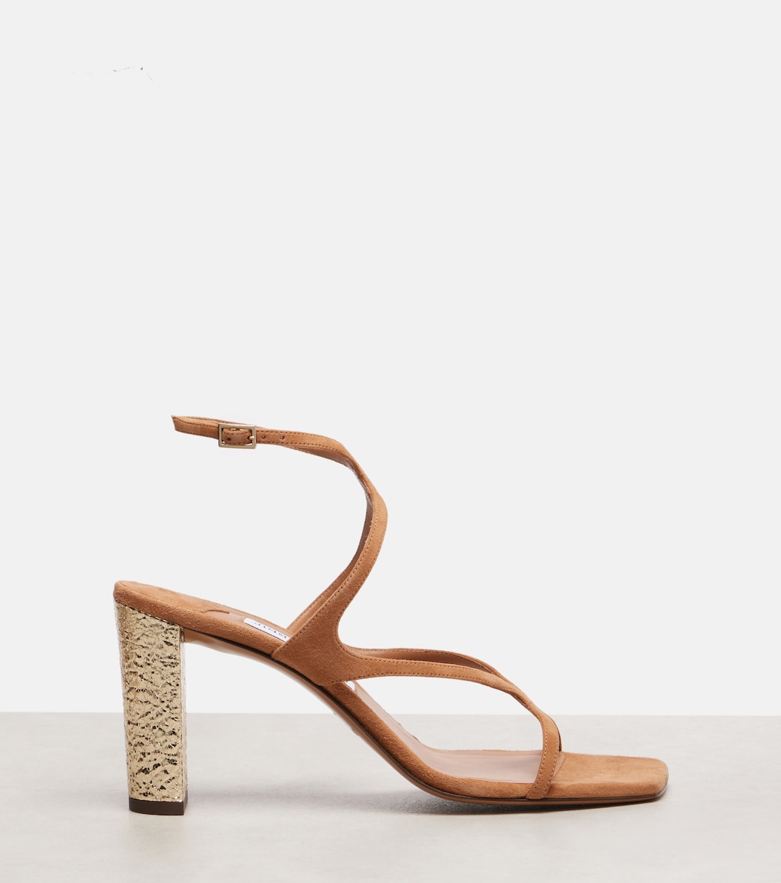 Ази 85 декорированные замшевые сандалии Jimmy Choo, Toffee/Gol — фото 4