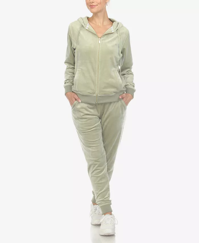 

Женский велюровый спортивный костюм для дома, комплект из 2 предметов White Mark, зеленый