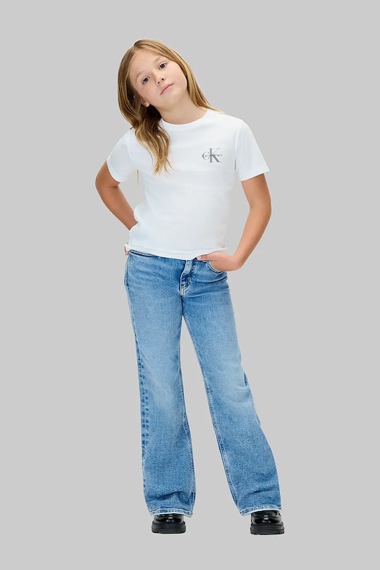 Детская хлопковая футболка Calvin Klein Jeans, белый — фото 4