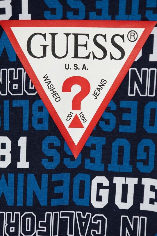 

Детская хлопковая футболка Guess, темно-синий
