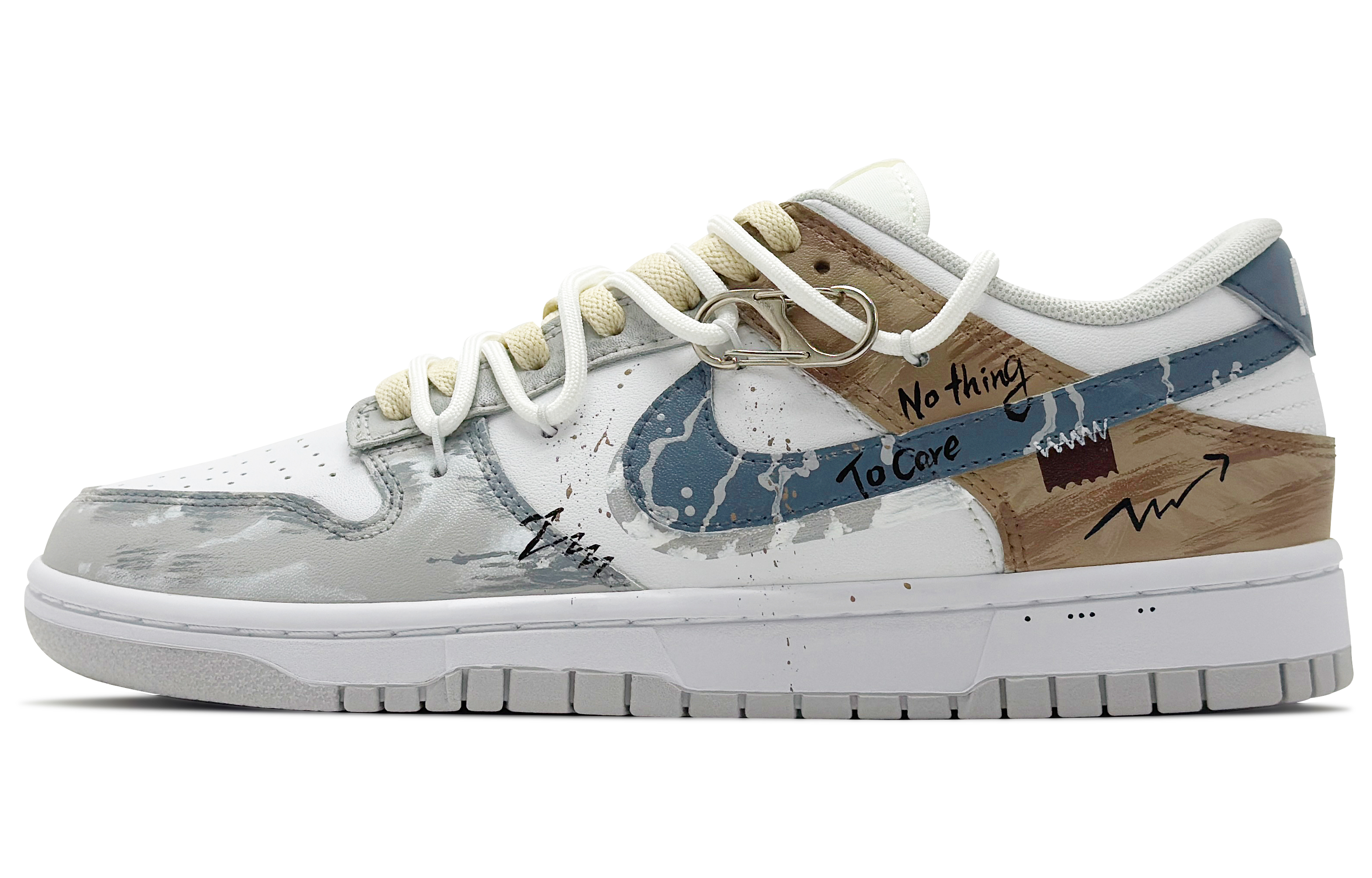 

Nike Кроссовки для скейтбординга Dunk, износостойкие, низкие, мужские, белые, серо-коричневые