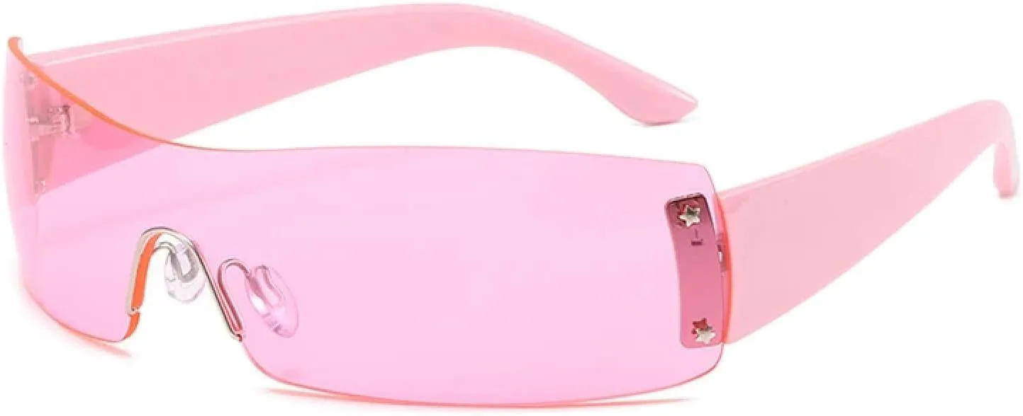 

Безободковые модные солнцезащитные очки для женщин и мужчин в стиле панк, для активного отдыха и велоспорта, защита от УФ-излучения UV400 Generic, Pink Pink