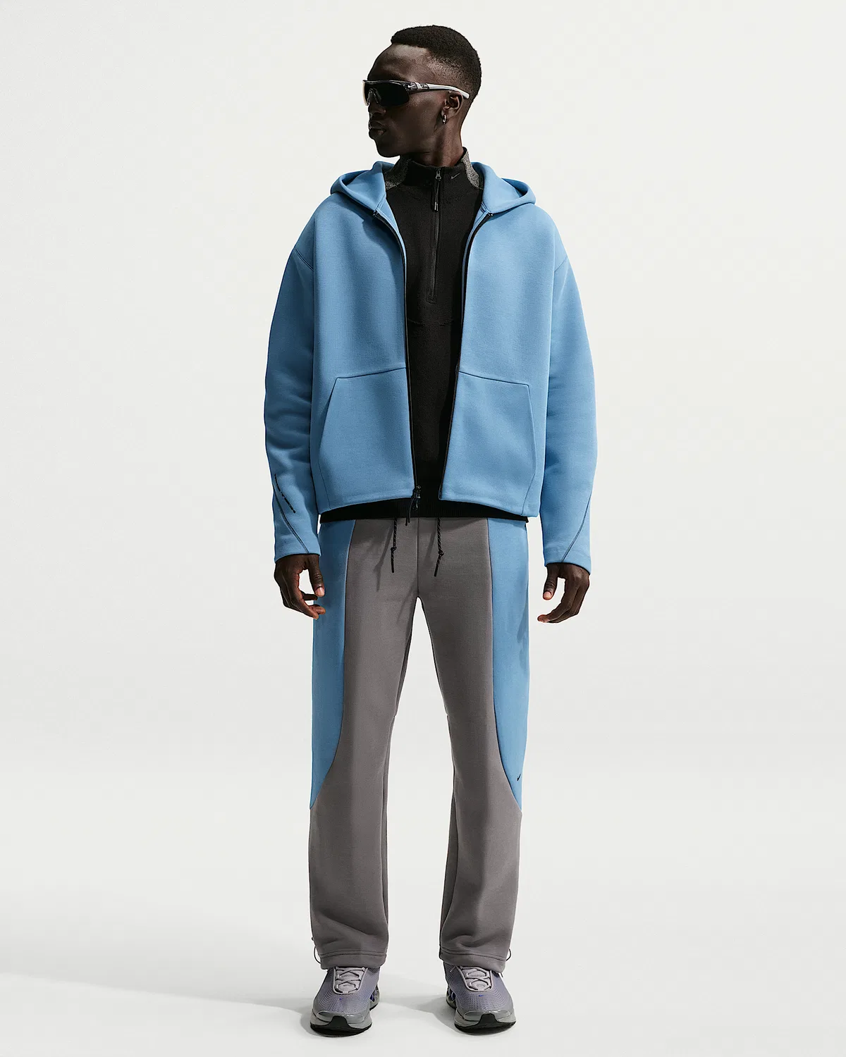 Мужская флисовая худи на молнии Nike Tech, Work Blue/Black — фото 4