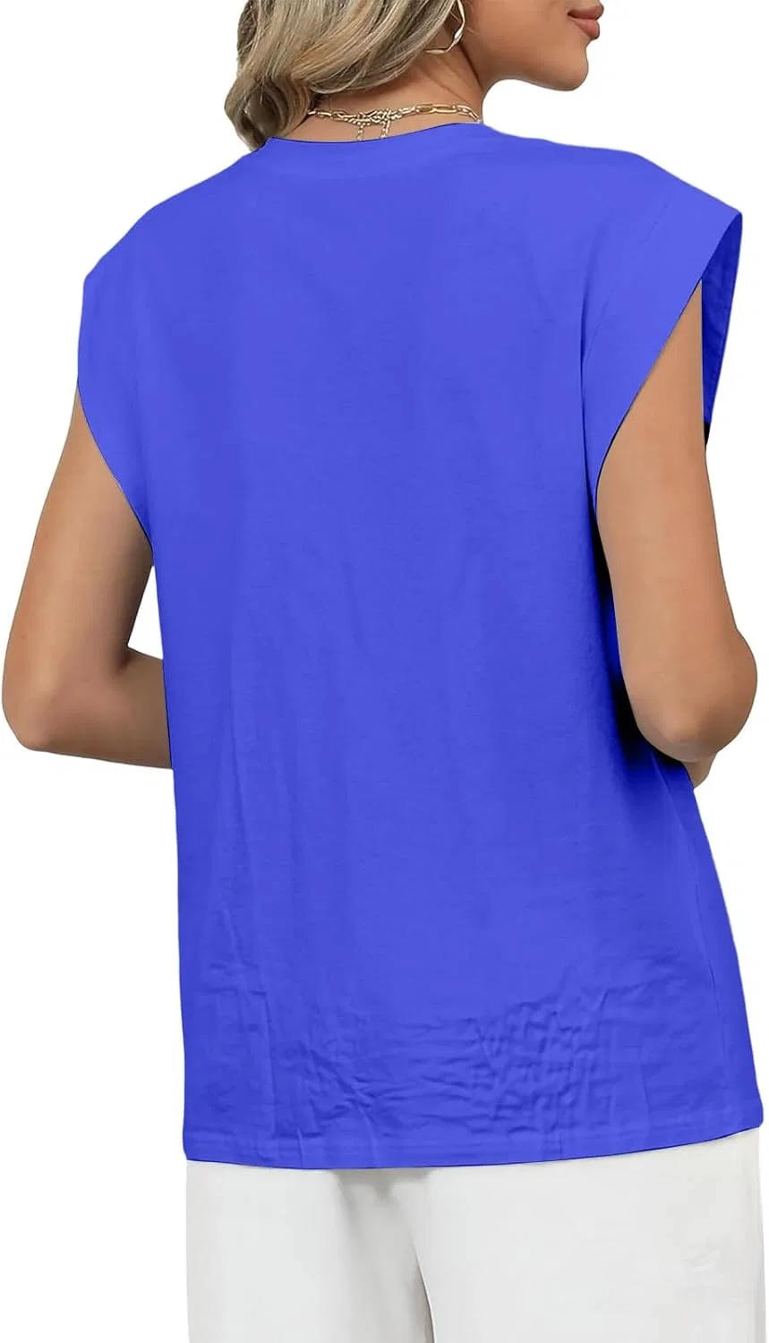 Футболка женская с кап-рукавом, свободного кроя, Ee07 Royal Blue — фото 3
