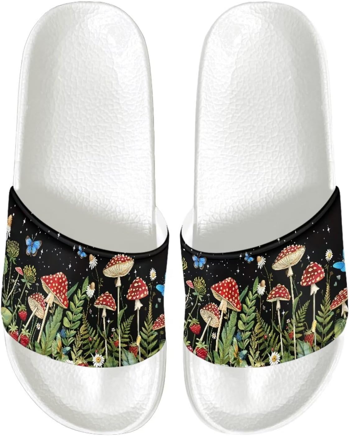 

Женские летние плоские сандалии на шлепке с открытым носком, мягкие шлепанцы, летние нескользящие тапочки Judentidos, Cute Mushroom Butterfly
