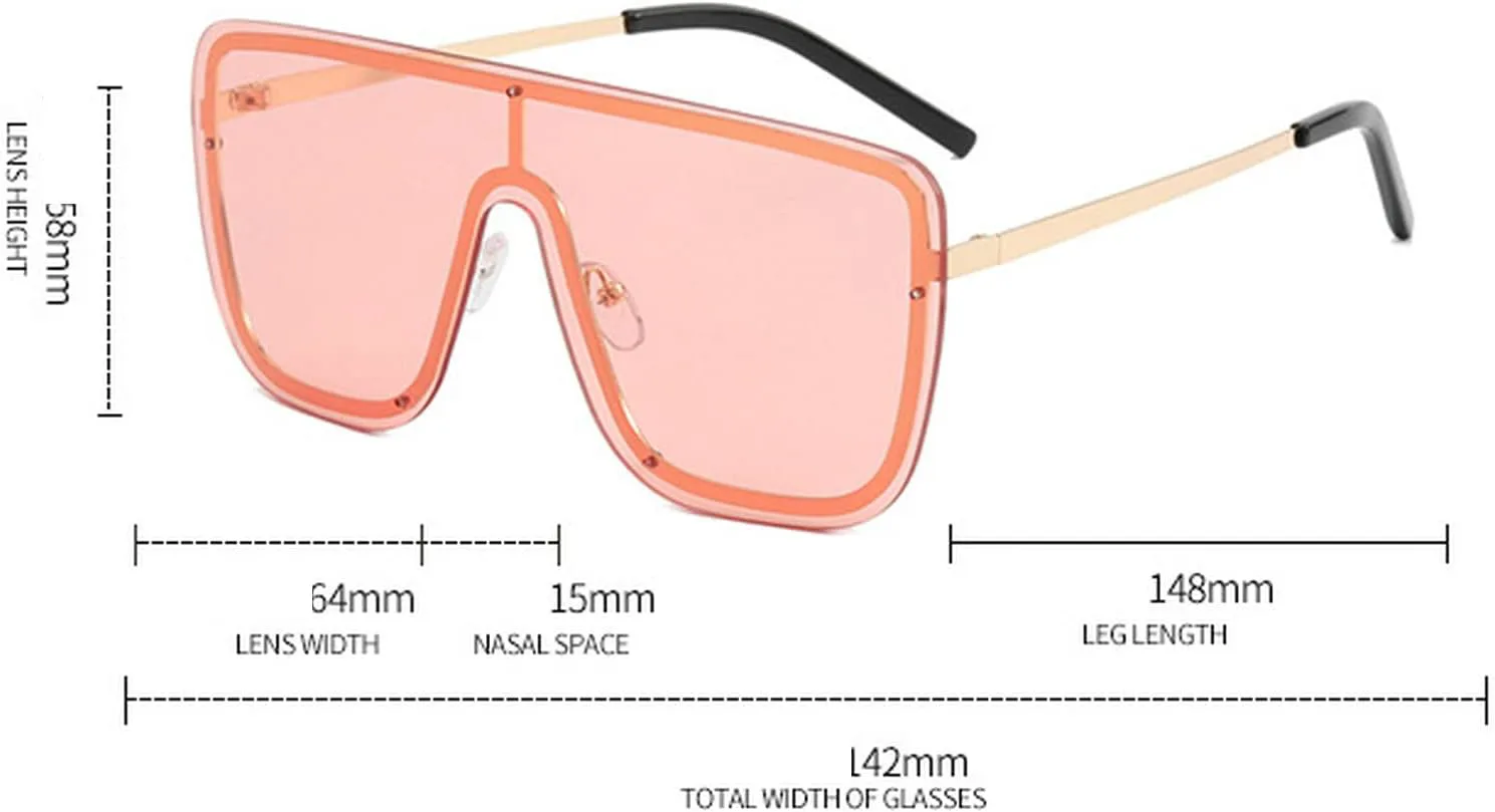 

Большие безободковые солнцезащитные очки для женщин, модные, без оправы, с градиентными линзами, металлическим покрытием и защитой от УФ-излучения mincl, Blue