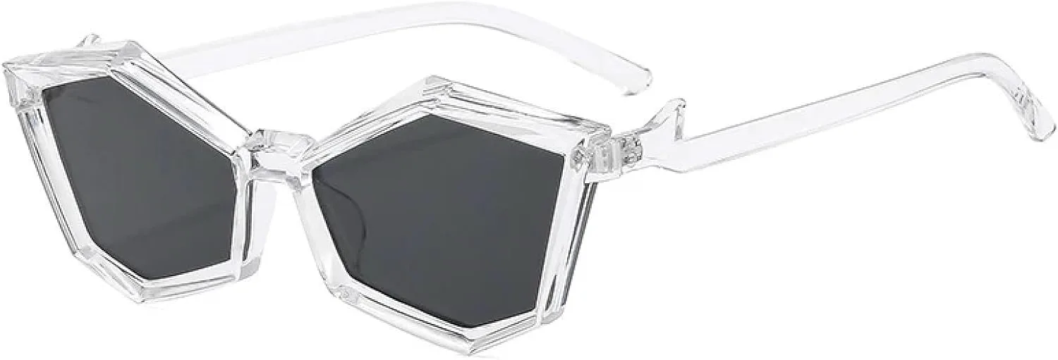 

Модные солнцезащитные очки с многоугольной формой для мужчин и женщин, в стиле панк, для уличной фотографии, солнцезащитные очки UV400 TKKTLLT, Clear Gray