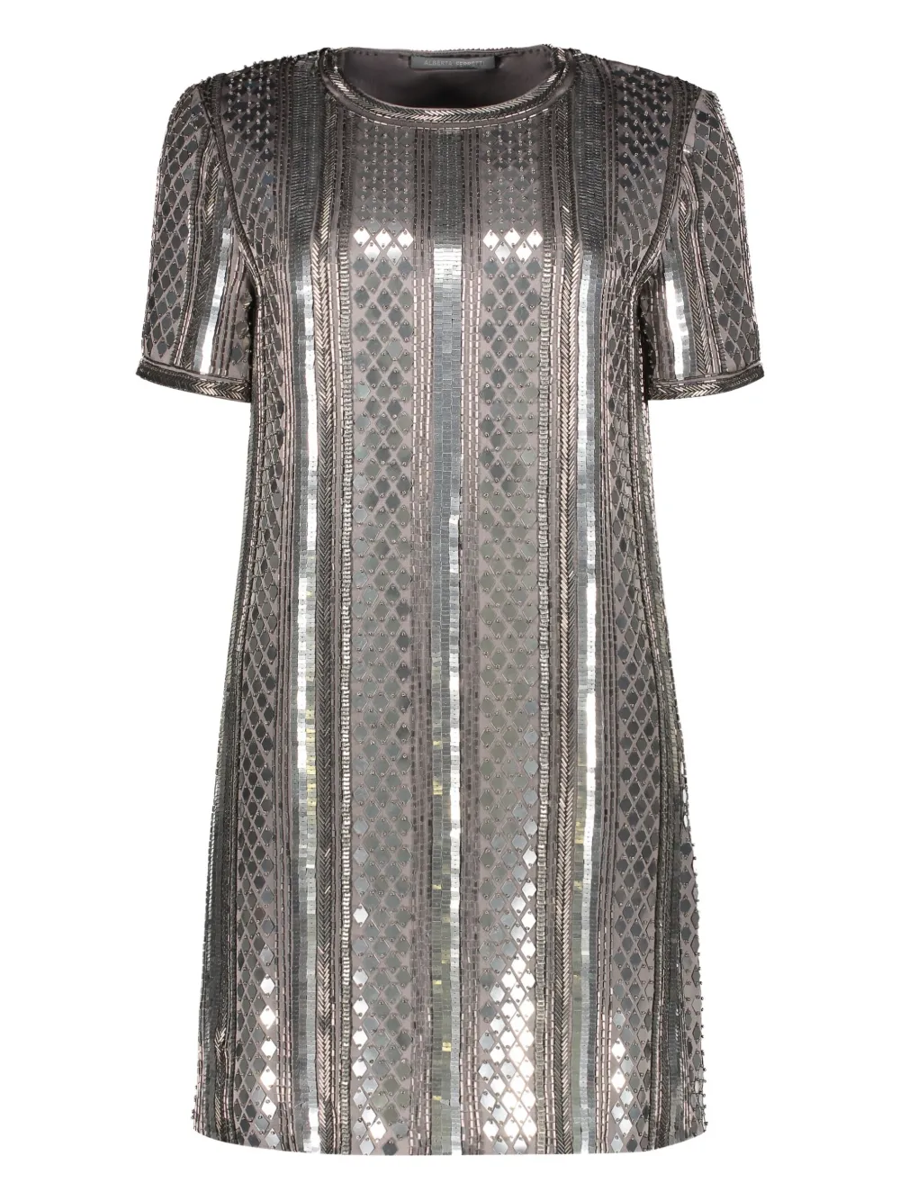 

Мини-платье с короткими рукавами, украшенное пайетками Alberta Ferretti, серебряный
