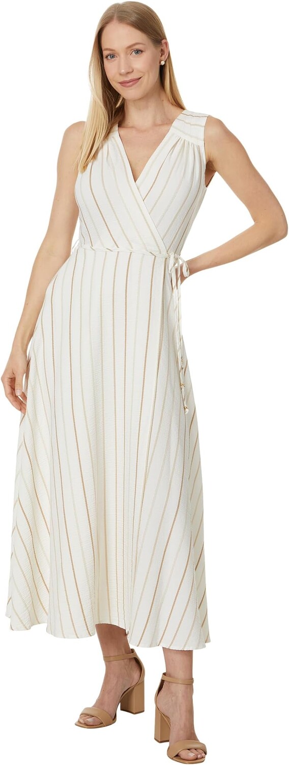 

Платье Calvin Klein V-Neck Gauze Midi Wrap Dress, цвет Khaki Multi