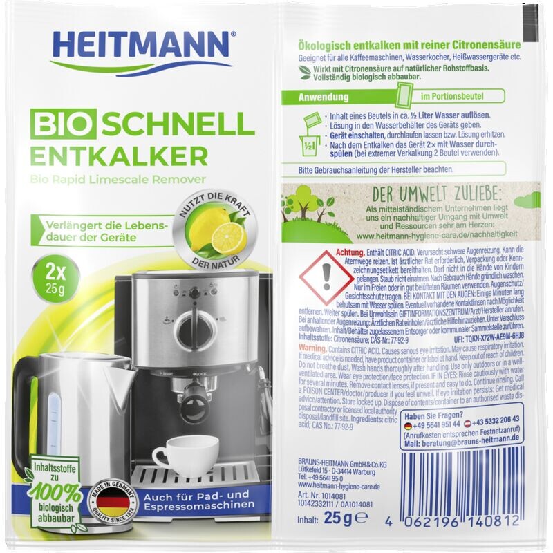 

Органическое средство для быстрого удаления накипи Heitmann, 50 g