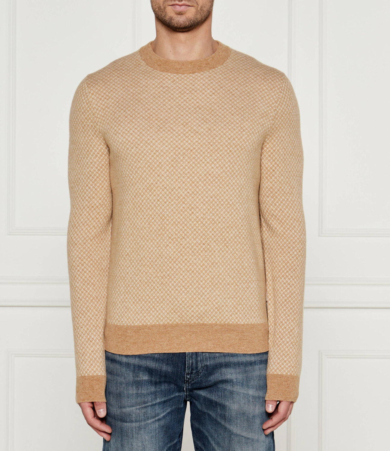 

Свитер из шерсти BOSS BLACK H-Eltoro Regular Fit, бежевый