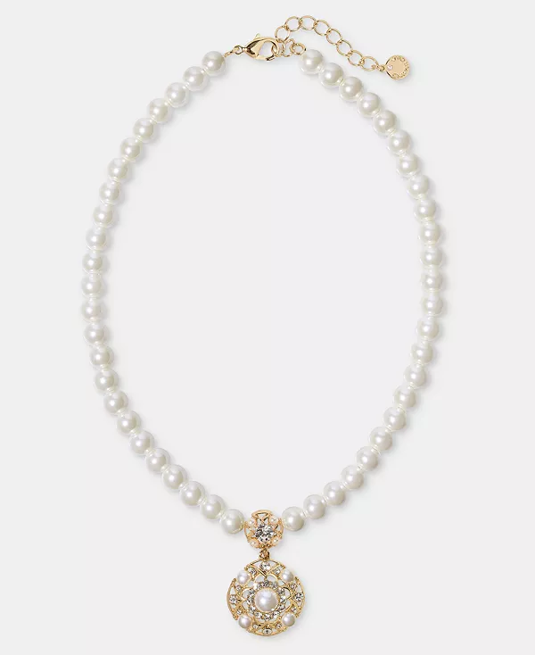 

Ожерелье с подвеской из кристаллов и искусственного жемчуга, 16 дюймов + удлинитель 2 дюйма Charter Club, white