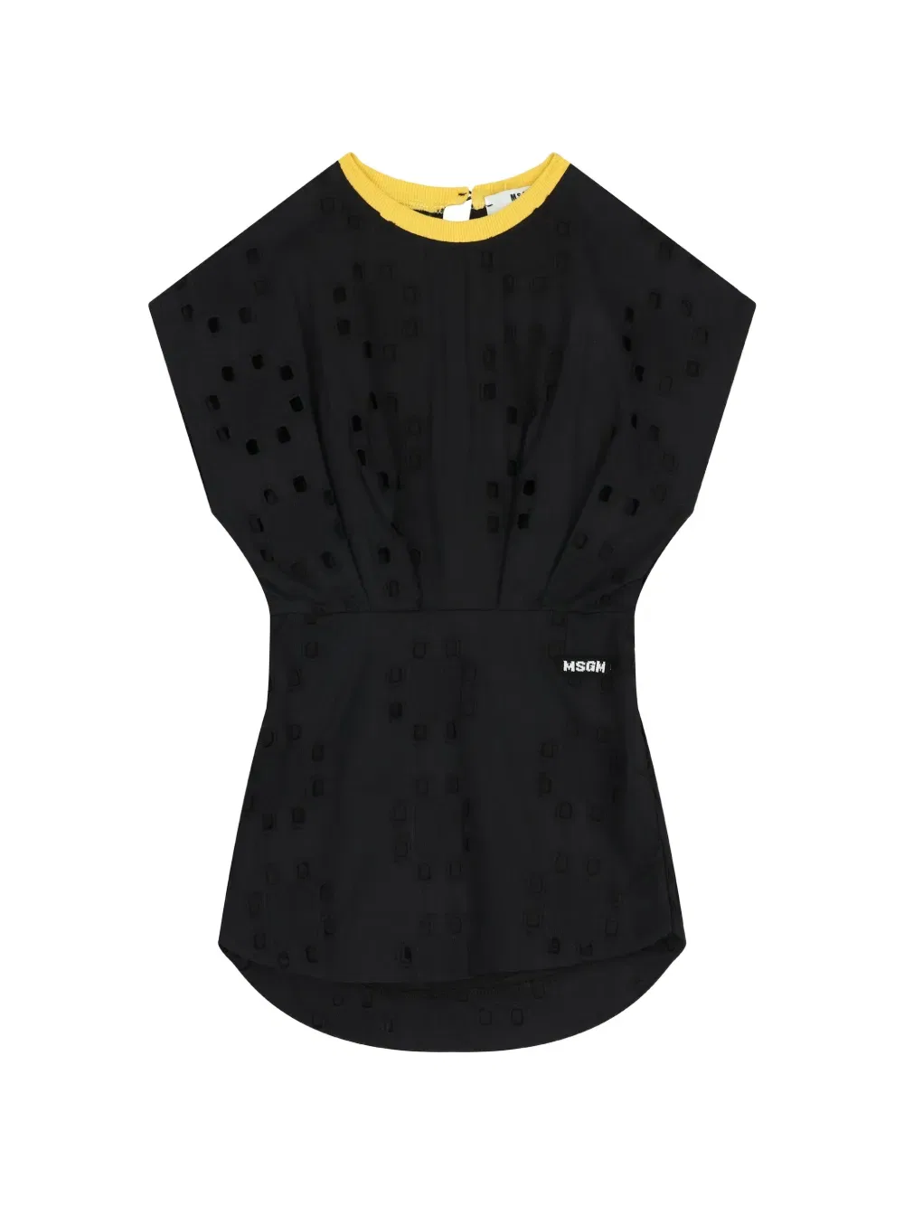 Хлопковое платье Broderie anglaise с логотипом Msgm Kids, черный