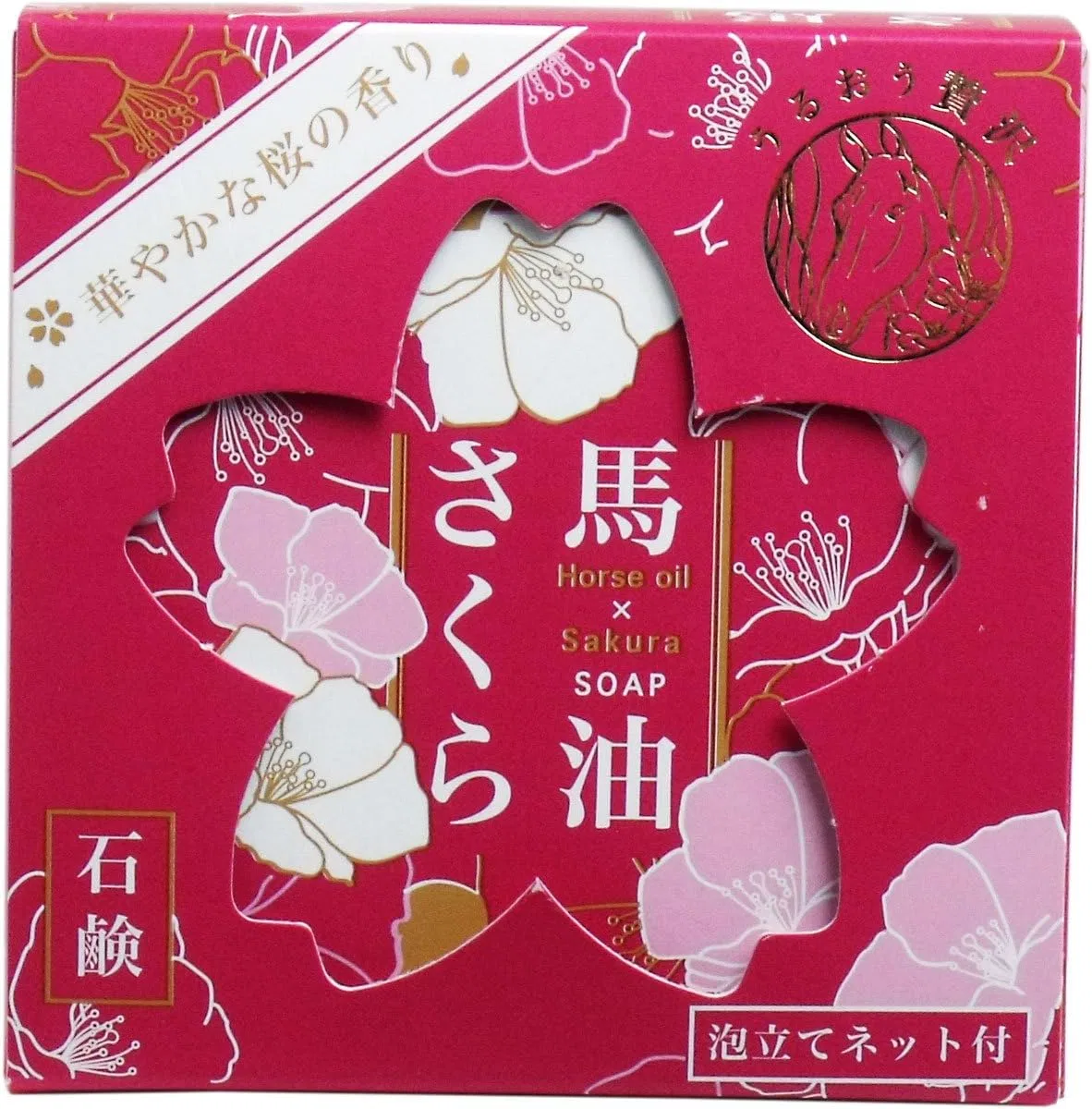 Мыло Sakura с лошадиным жиром, 100 г, набор 6 шт. с сеткой для пены