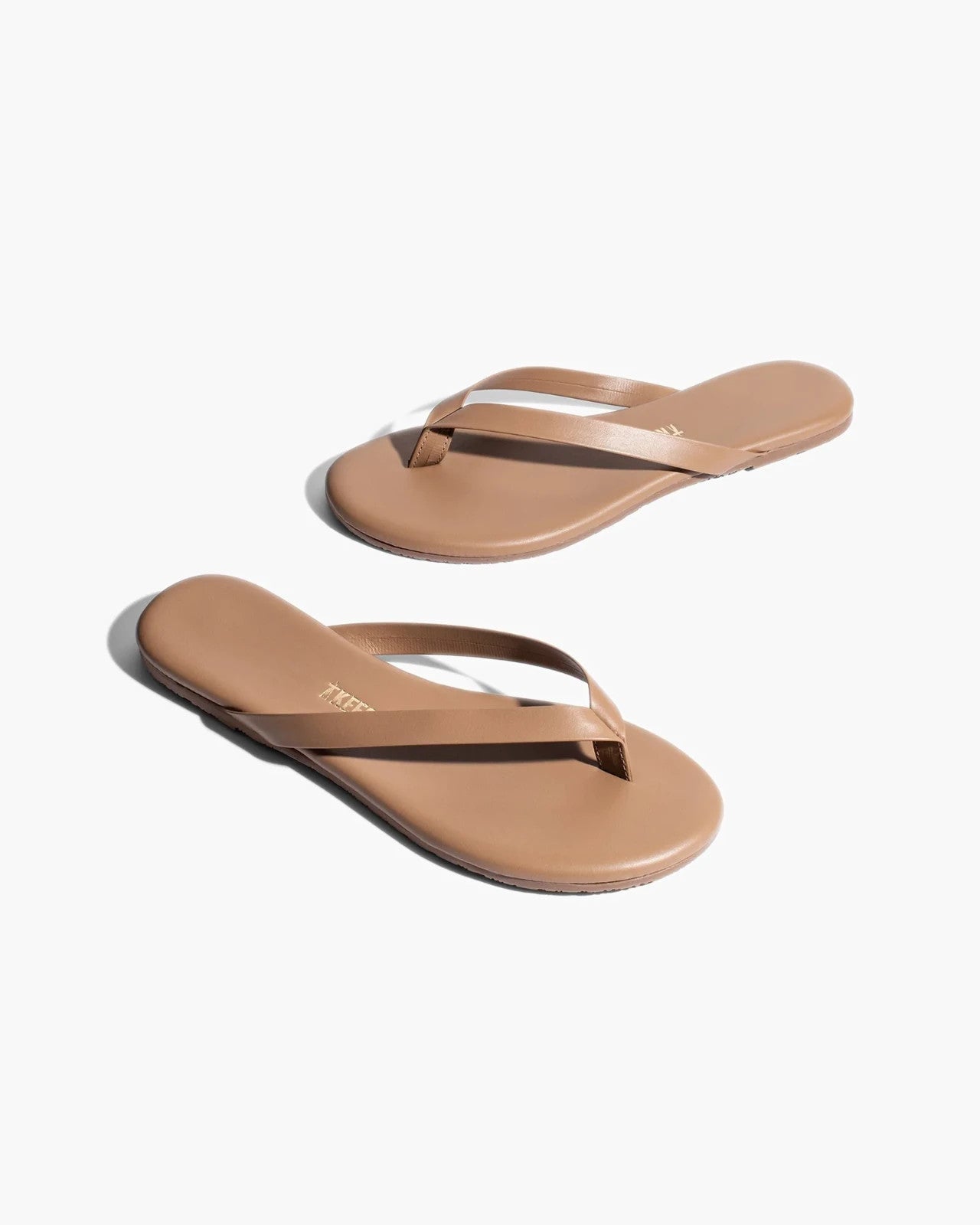 Tkees Boyfriend Flip Flop Women's Beach Bum Leather Slip On Sandals VER653, коричневый