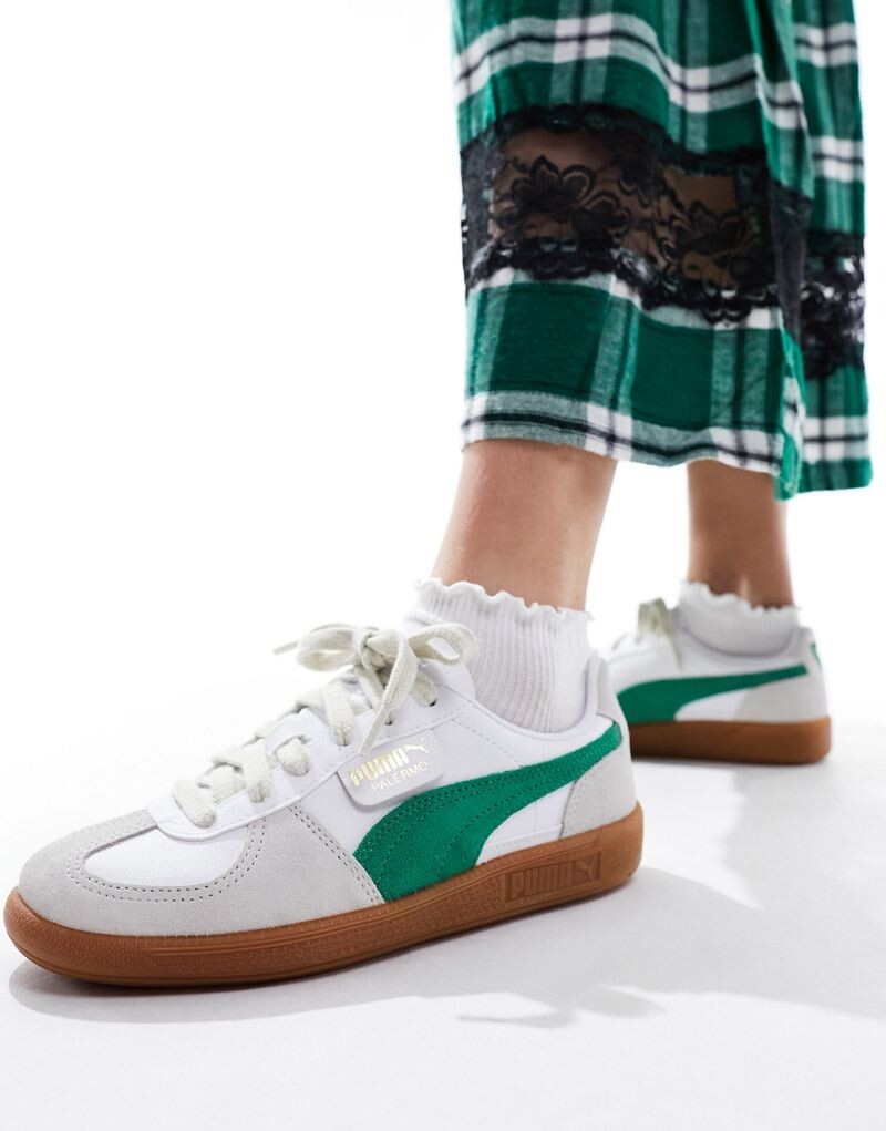 

Белые кожаные кроссовки Puma Palermo с зеленой отделкой - БЕЛЫЙ, Зеленый, Белые кожаные кроссовки Puma Palermo с зеленой отделкой - БЕЛЫЙ