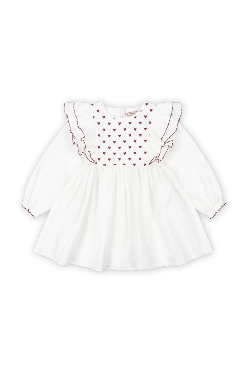 

Хлопковое платье для девочки COEUR DRESS GOTS Konges Sløjd, белый