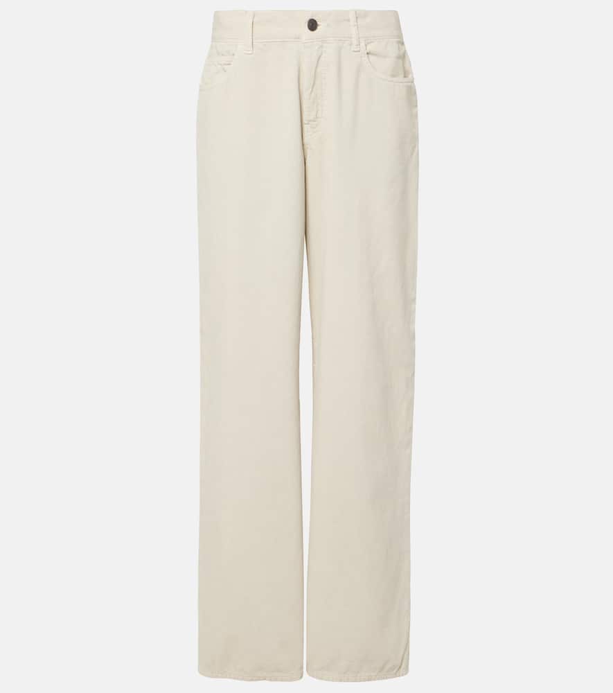 

Широкие брюки из хлопкового вельвета Eglitta The Row, Ecru