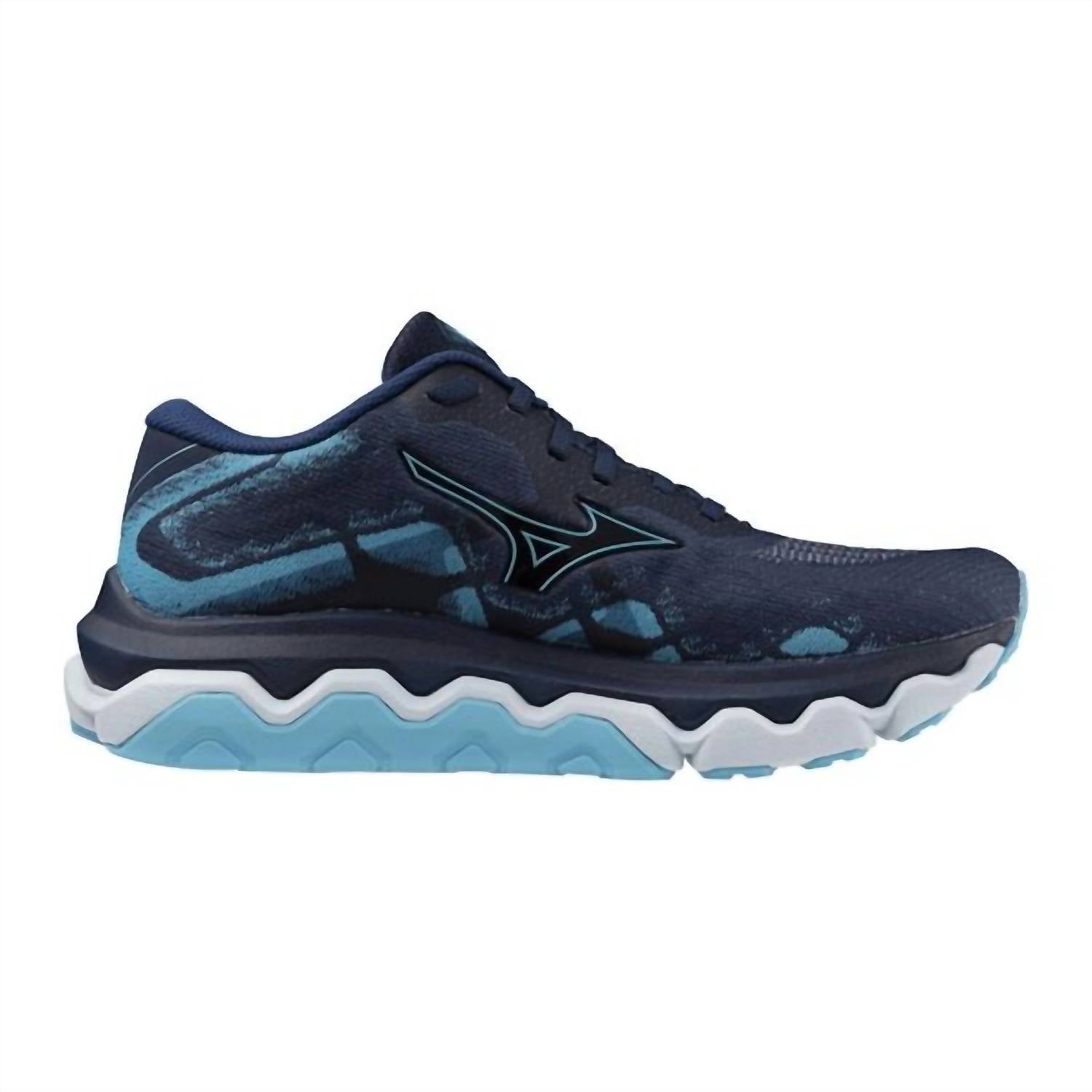 Женские беговые кроссовки Wave Horizon 7 в цвете федеральный синий-белый MIZUNO
