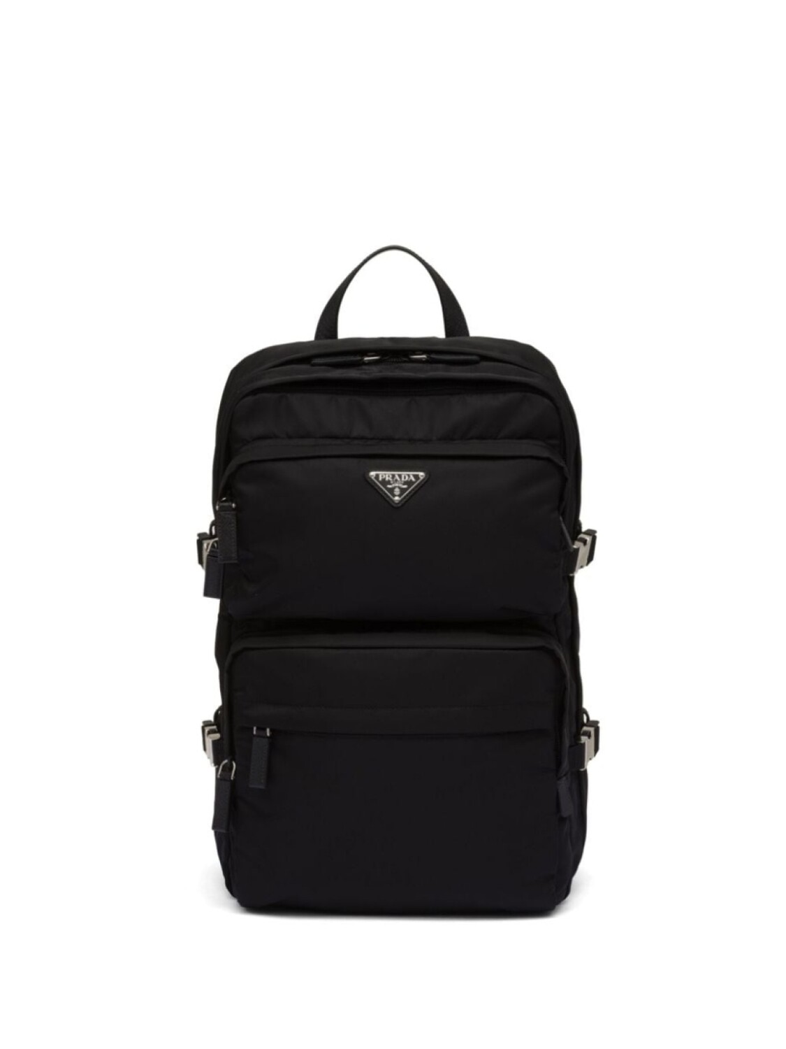 

Prada рюкзак Re-Nylon со вставками из сафьяновой кожи, черный