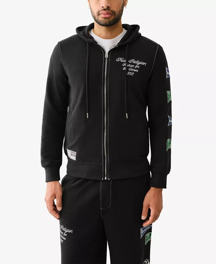 

Мужская худи с молнией Reverse Terry True Religion, черный
